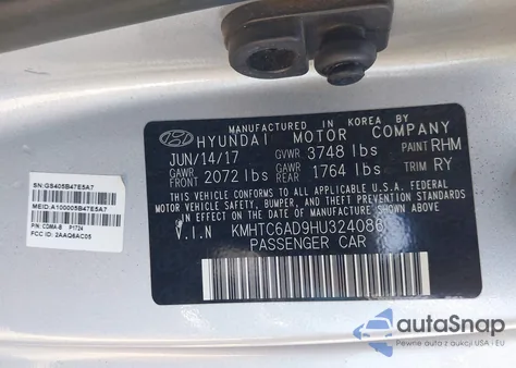 2017 Hyundai Veloster Value Edition from USA, damaged, VIN KMHTC6AD9HU324086